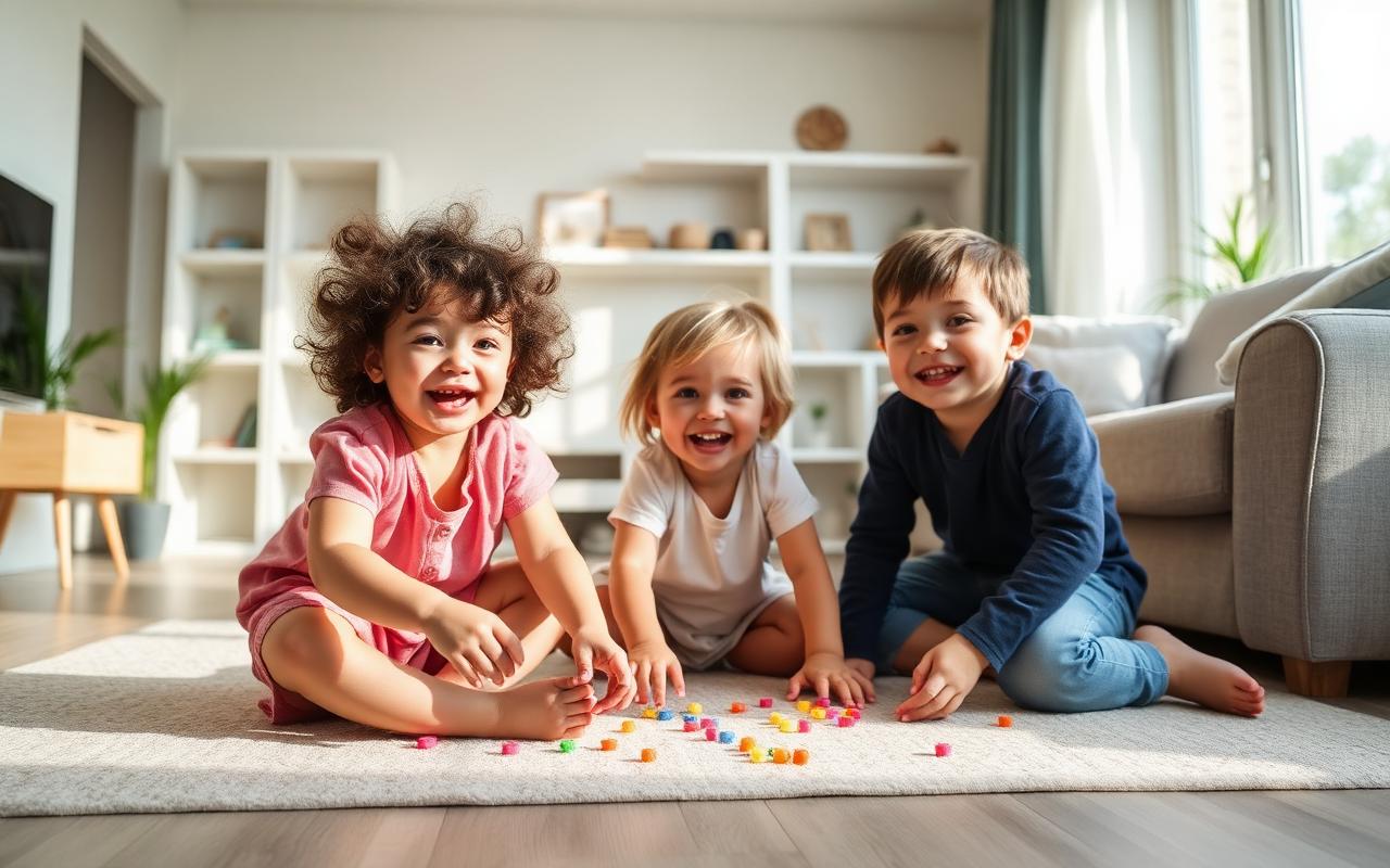 Crianças brincando em ambiente protegido